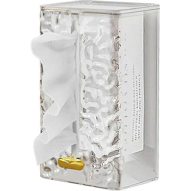 Transparent Vertical Stripe Tissue Box Holder Tissue Box Set, Living Room Bedroom Bathroom Household Tissue Box (White,M)