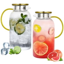 Soulgenix Glass Pitcher, 68oz Pitchers with Lid and Handle-2Pack, Glass Carafe for Hot/Cold Water, Large Iced Tea Pitcher for Coffee, Juice and Homemade Beverage