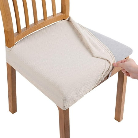 Smiry Stretch Jacquard Chair Seat Covers For Dining Room Removable Washable Anti Dust Protector Slipcovers Set Of 6 Beige Canada - Dining Chair Seat Covers Set Of 6 Smiry Stretch Jacquard Chair Seat Covers For Dining Room Removable Washable Anti Dust Protector Slipcovers Set Of 6 Beige Canada - Dining Chair Seat Covers Set Of 6