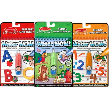 Melissa & Doug On the Go Water Wow! Activity Book, 3-Pack - Animals, Alphabet, and Numbers