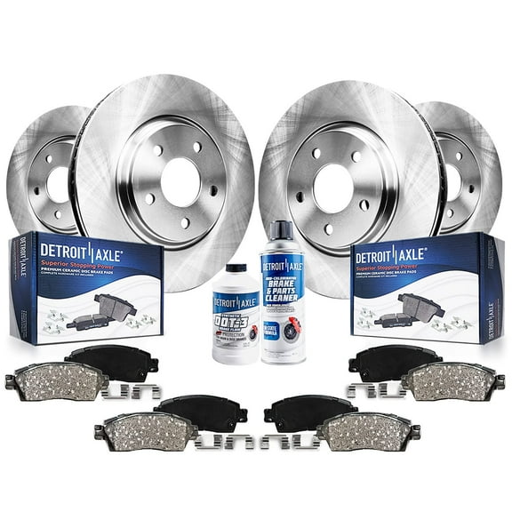 Detroit Axle - Brake Kit for 2015-2019 Ford Flex Explorer Lincoln MKS MKT Taurus 13.86" inch Front & 13.58" inch Rear Disc Brake Rotors 2015 2016 2017 2018 2019 Replacement Ceramic Brakes Pads