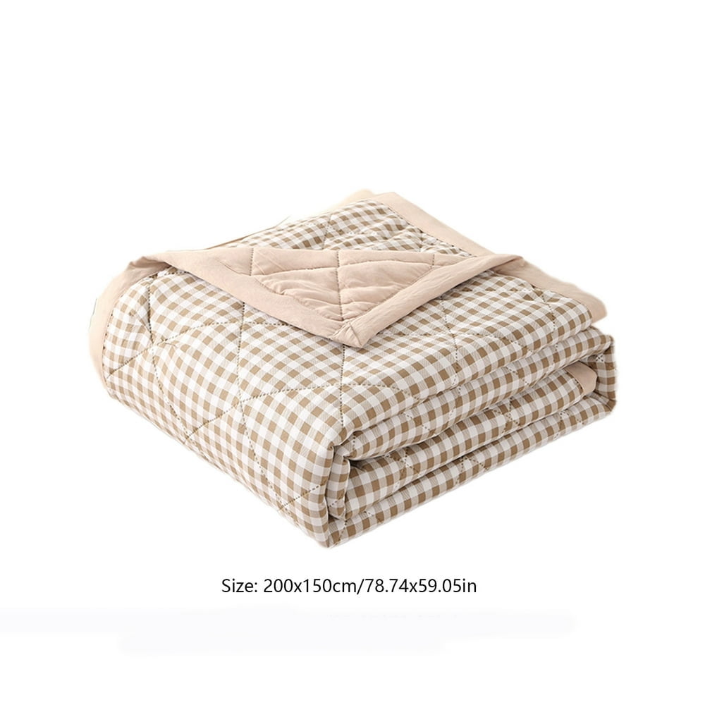 Mictong Cool Quilt Single Summer Bed Quilt Flip Cool Quilt Soft and Lightweight Quilt Thin Quilt, Khaki, 1 piece, 78 * 59 inches