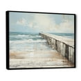 thumbnail image 2 of Designart "Minimalistic Beige Pier On The Horizon III" Coastal Pier Floater Framed Canvas Wall Art, 2 of 5