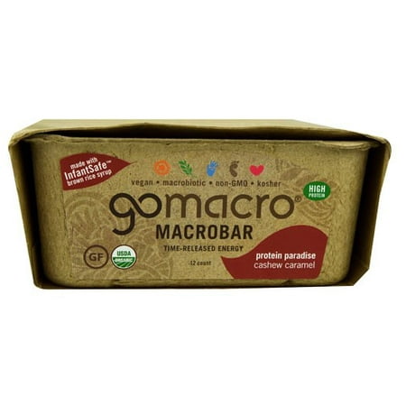GoMacro Time-Released Energy Macrobar, Cashew Caramel, 11g Protein, 12