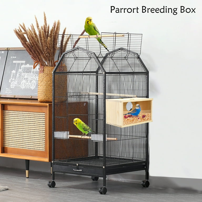 Vehomy Parakeet Nesting Box, Wooden Acrylic Bird Breeding House