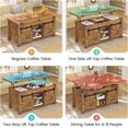 thumbnail image 3 of SEDETA Lift Top Coffee Table,4 in 1 Convertible Coffee Tables with Storage and Hidden Compartment for Living Room, Farmhouse Coffee Table Converts to Dining Table, Dining Reception Room, Rustic Brown, 3 of 8