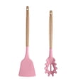 thumbnail image 1 of Los utensilios de cocina del utensilio de cocinar del silicón fijaron, manijas de madera del utensilio de cocina del silicón de 2 pedazos, 1 of 5