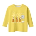 thumbnail image 4 of VNKIDY Boys Girls TShirts Unisex Kids Lightweight Cartoon Print Tees Three Quater Sleeve Crewneck Relaxed Fit Top For Casual Daily Wear Leisure Top Yellow 3-4 Years, 4 of 4