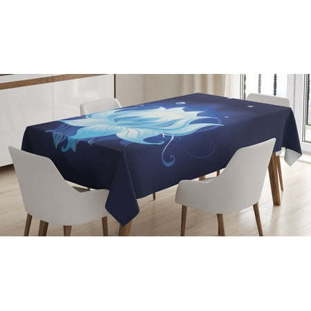 

Floral Tablecloth Zen Lotus with Dew Drops Reflected in Dark Water Background Yoga Spirit Image Rectangular Table Cover for Dining Room Kitchen 60 X 90 Inches Indigo Sky Blue by Ambesonne