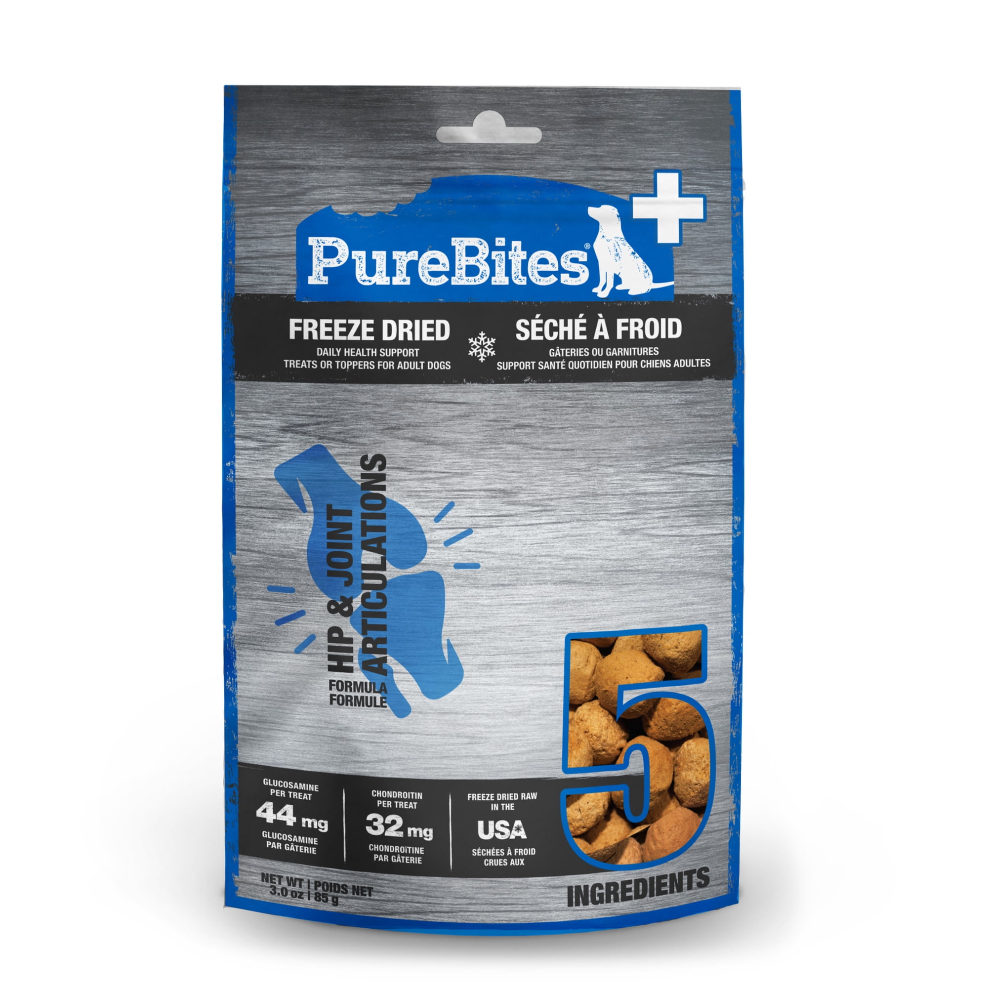 PureBites+ Hip & Joint Freeze Dried Dog Treats, 5 Ingredients, 3oz