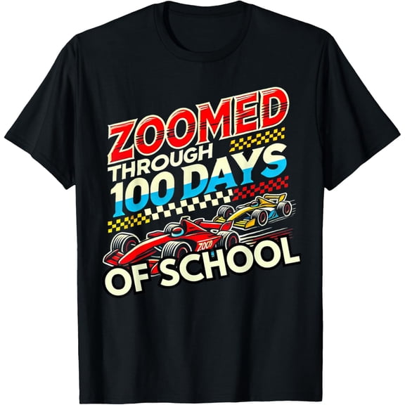 100 Days Of School Race Car Racing Happy 100th Day Of School Adult T-shirt