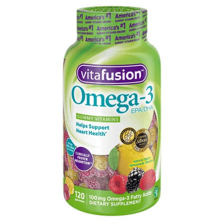 Vitafusion Omega-3 Gummy Vitamins, Berry Lemonade, 120 (Best Plant Based Sources Of Omega 3 Fatty Acids)