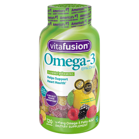 (3 pack) (3 pack) Vitafusion Omega-3 Gummy Vitamins, Berry Lemonade, 120 ct