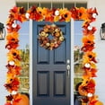 thumbnail image 6 of JeashCHAT Fall Maple Leaves Garland, 5.91 FT Artificial Maple Leaf Hanging Garland with Pumpkins Sunflowers for Fireplace Table Front Door, Christmas Thanksgiving Party Decorations, 6 of 6