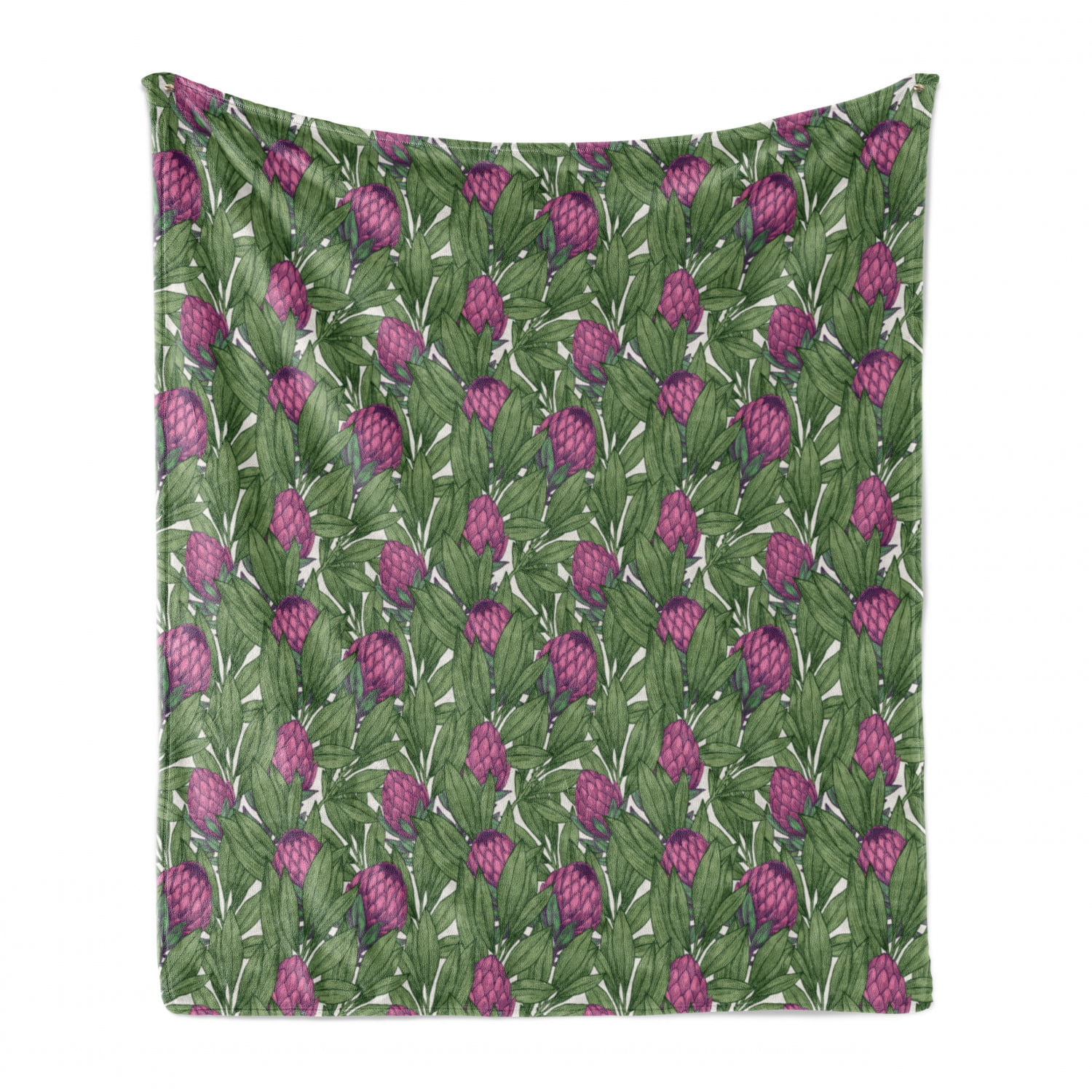Baby Pink Pastel Green 50 x 60 Cozy Plush for Indoor and Outdoor Use Ambesonne Botanical Soft Flannel Fleece Throw Blanket Floral Theme Little Flower Motifs Spring Style Natural Art 