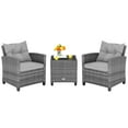 thumbnail image 2 of Costway 3PCS Patio Rattan Furniture Bistro Set  Cushioned Sofas Side Table Armrest Grey, 2 of 10