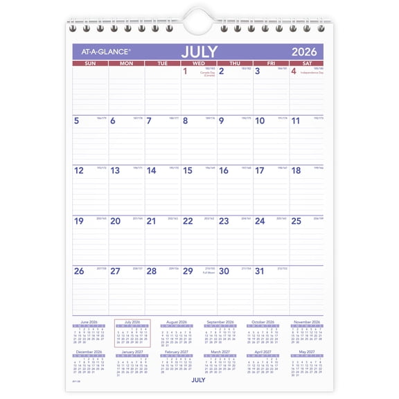 AT-A-GLANCE Academic 2026-2027 Monthly Wall Calendar Small 8 x 11 - Wall