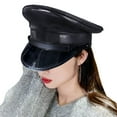 thumbnail image 2 of Hat Faux Leather Hat for Stage Performance Cosplay Black 61, 2 of 7