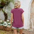 thumbnail image 3 of T-Shirt Plissé à Manches Courtes Col en V pour Femmes - Tunique d'Été Élégante, 3 of 5