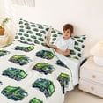 thumbnail image 3 of Castle Fairy Watercolor Garbage Truck Full Size Sheets 4-Piece for Teens, Minimal Seamless Print Bed Sheets for Bedroom, Green, 3 of 6