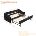 thumbnail image 5 of Twin Size Upholstered Daybed with Trundle,USB Port ,Side Pockets,Velvet Daybed with Button on Back and Piping on Waved Shape Arms for Bedroom Guest Room, 5 of 8