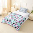 thumbnail image 2 of Erosebridal Soccer Print Cartoon Bow Twin Comforter Sets 3-Piece for Boys Girls,Kids Teens Pink Teal Lightning Bedding Set,Breathable Home Decor, 2 of 6