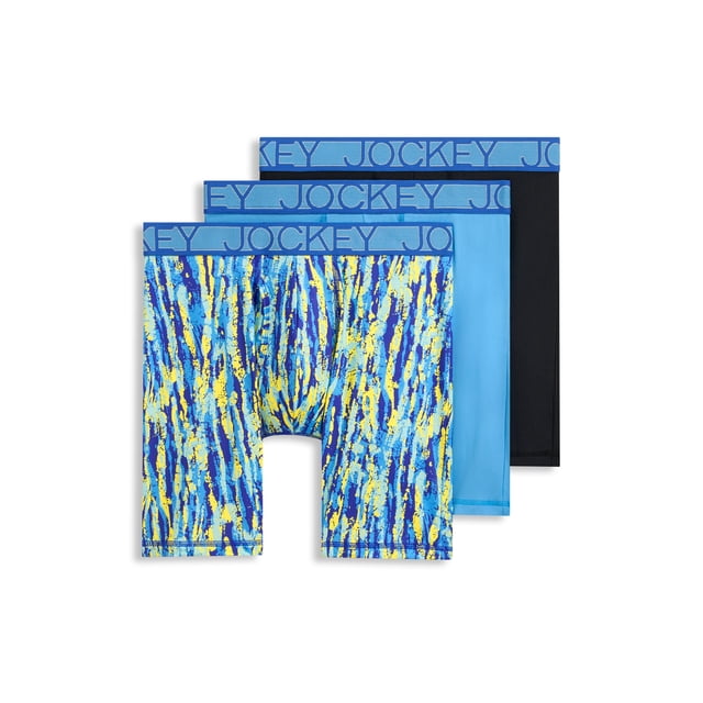 Jockey Men's Active Microfiber 9" Long Leg Boxer Brief - 3 Pack