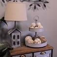 thumbnail image 3 of Zeckos Whitewashed Metal Round Two Tier Farmhouse Serving Stand, 3 of 10