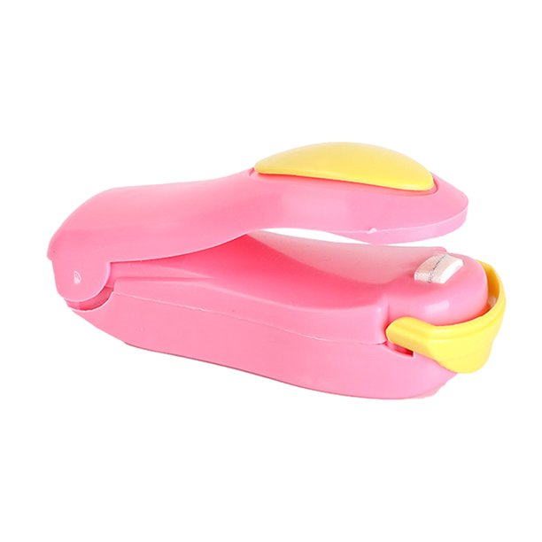 Sellador de alimentos Máquina de sellado Herramienta de embalaje Base autoadhesiva multicolor Tamaño compacto Ahorro de espacio Mantener fresco Organizadores de utensilios de cocina Rosa+Amarillo Ounissouiy HA082606-02
