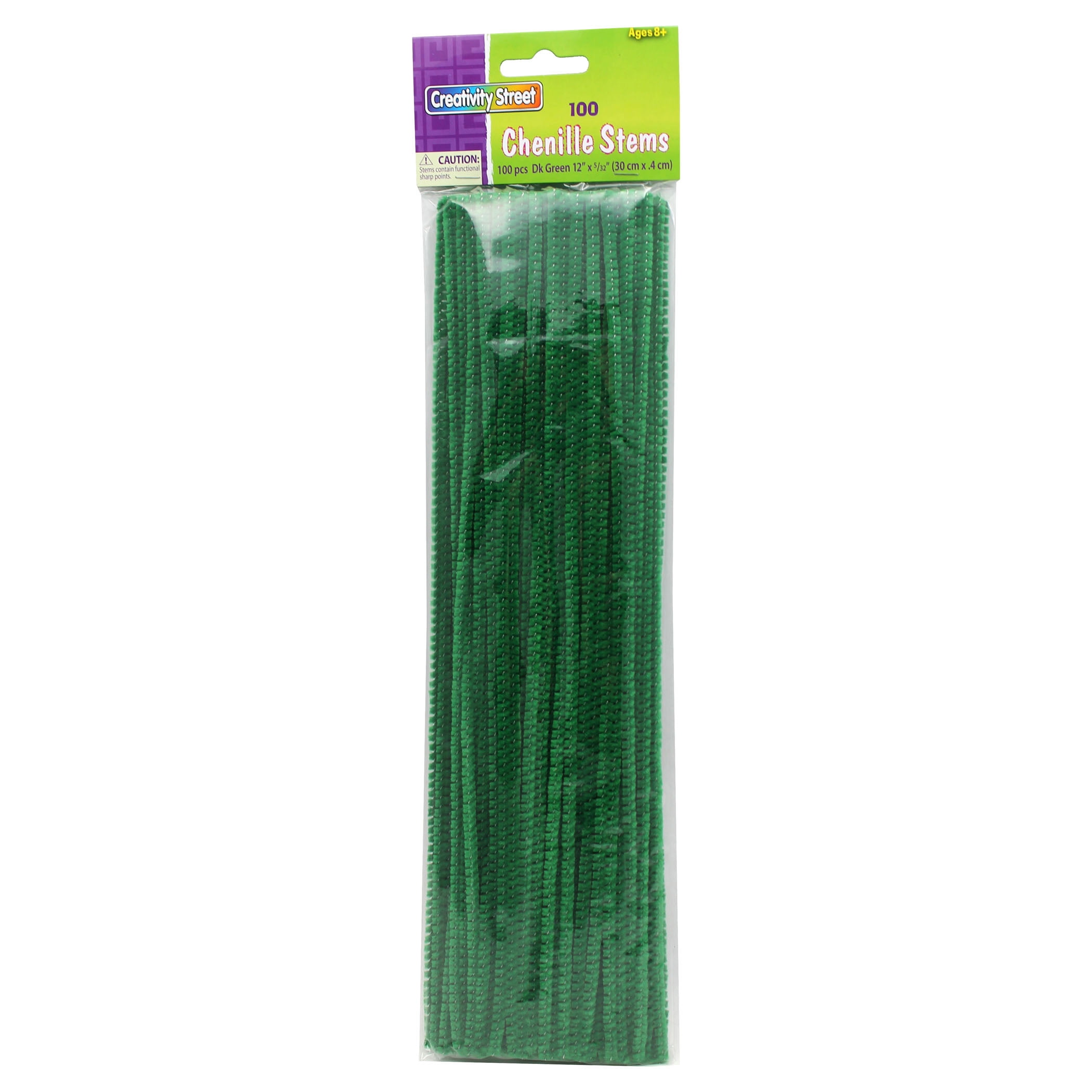 Chenille Stems, 12", Green 100 per Pack, 12 Packs