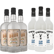 Dhōs Handcrafted Non-Alcoholic Orange 3 Pack w 3 Pack Owen’s Mixers Club Soda - Keto-Friendly, Zero Sugar, Zero Calories, Zero Proof - 750 ML - Perfect for Mocktails - A