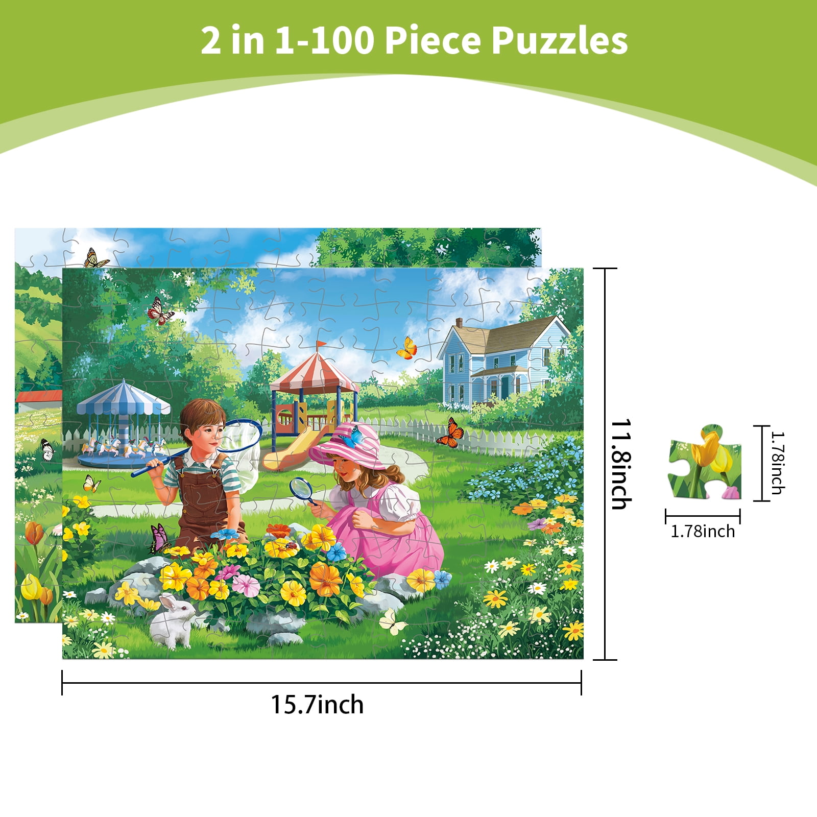 Sunhigh Dementia Puzzles for Elderly, Set of 2-100 Piece Jigsaw Puzzle, Alzheimer’s Products and Activities for Seniors Childhood Adventure Days