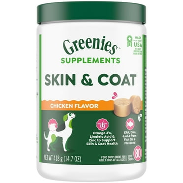 Greenies Dog Skin And Coat Supplements With Fish Oil, Chicken Flavor, 14.7 Oz, 80-Count Soft Chews