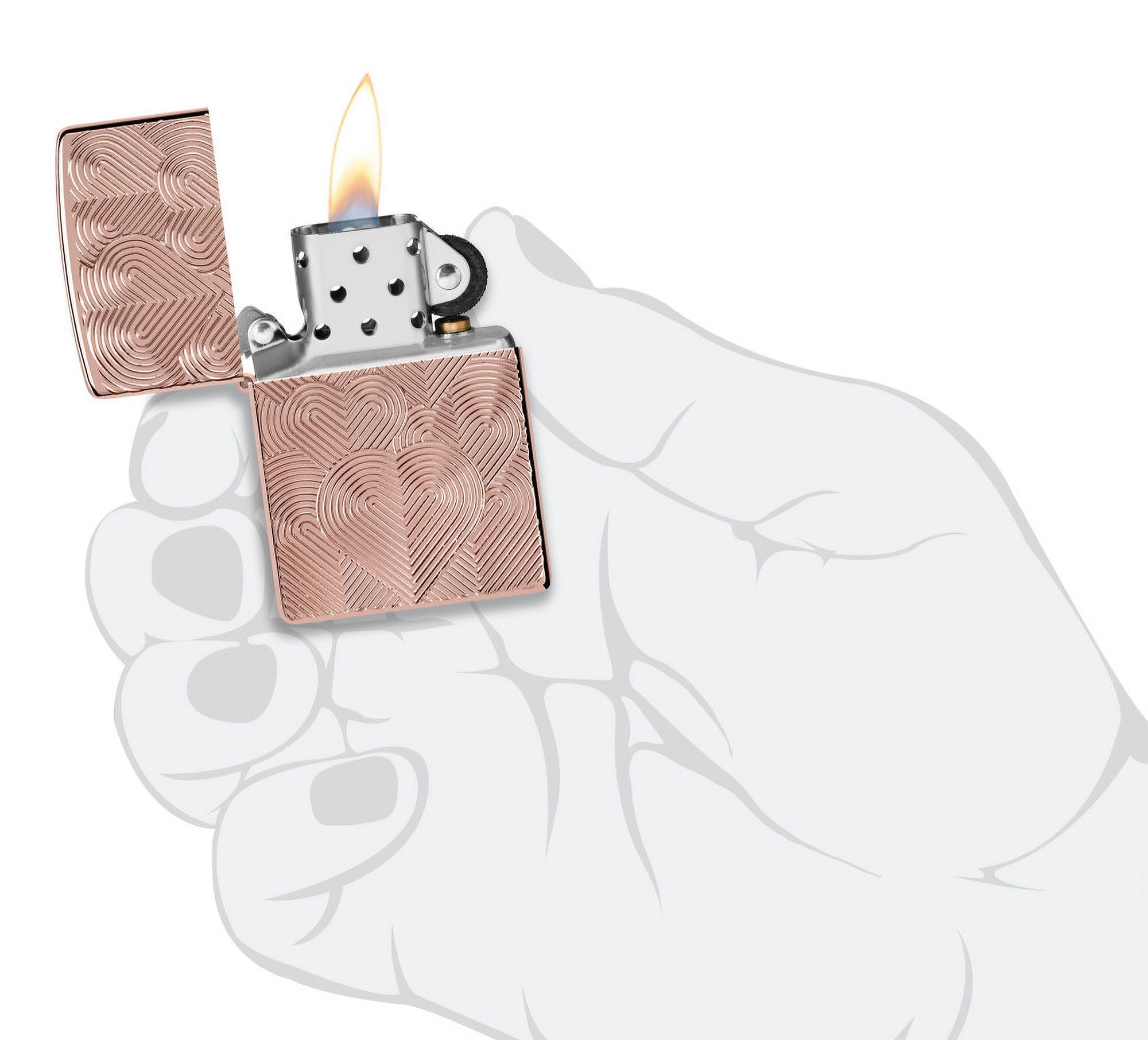 Zippo Hearts Armor High Polish Rose Gold Pocket Lighter