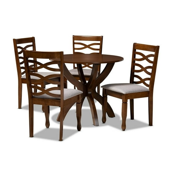 Aspen Modern and Contemporary Grey Fabric Upholstered and  Wood 5-Piece Dining Set