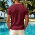 thumbnail image 4 of Sewkxo Mens Hawaiian Short Sleeve T-Shirts Graphic Crew Neck Casual Shirt Summer Beach Palm Tree Printed Vintage Tees,Wine 3XL, 4 of 5