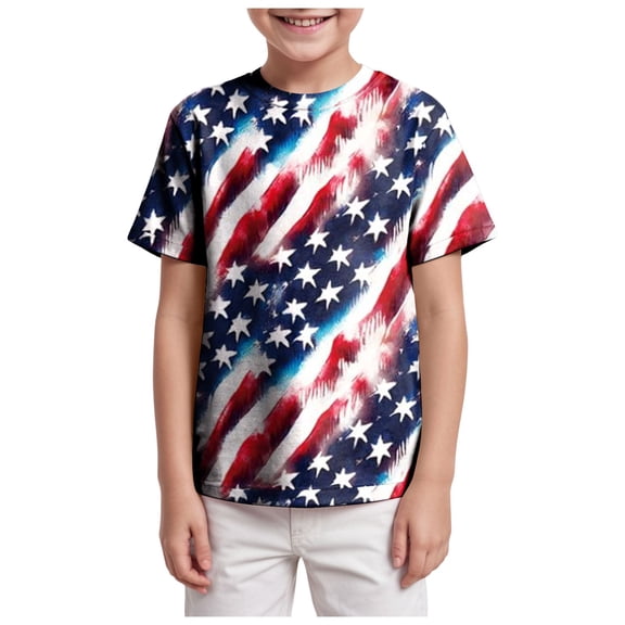 Zshosam 4th of July Shirts Boys American Flag Patriotic Shirt Boys 4th of July T-Shirt Size 4T 5T,(Dark Blue 4-5 Years)