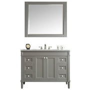 Catania 48" Vanity in Grey with Carrara White Marble Countertop with Mirror