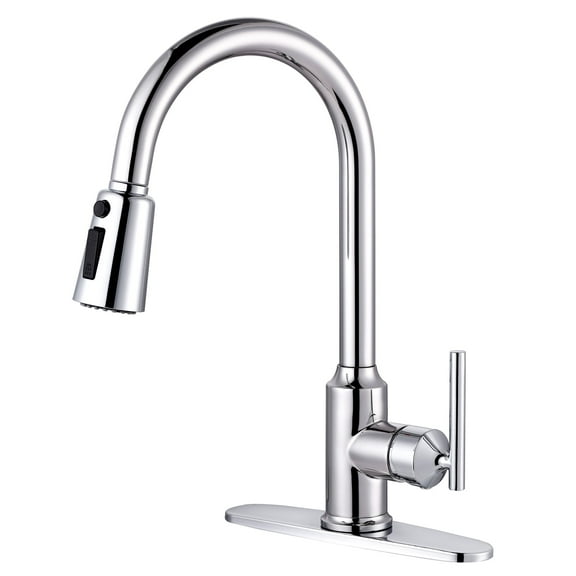 Wowow Single Handle Kitchen Sink Faucet Chrome Kitchen Faucet with Pull Down Sprayer, 1 Piece
