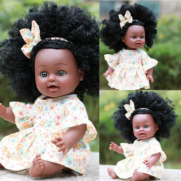 〖Follure〗Black Girl Dolls African American Play Dolls Lifelike 35cm