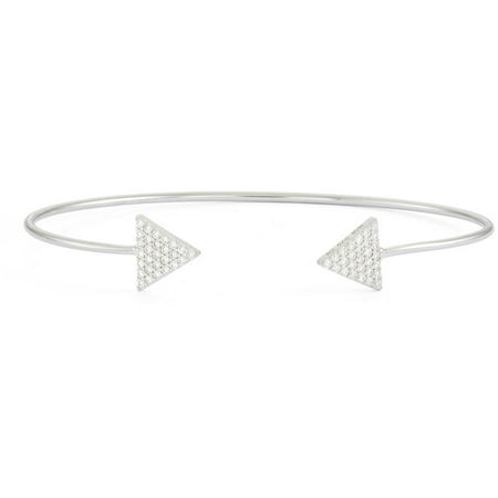 White Cubic Zirconia Sterling Silver Arrow Bangle