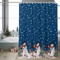 thumbnail image 2 of Christmas Bathroom Shower Curtain Winter Snowman Xmas Tree Deer Snowflakes Navy Blue Waterproof Washable Shower Curtains for Bathtub Bath Decor with Grommets and Hook 36 X 72 Inch, 2 of 8