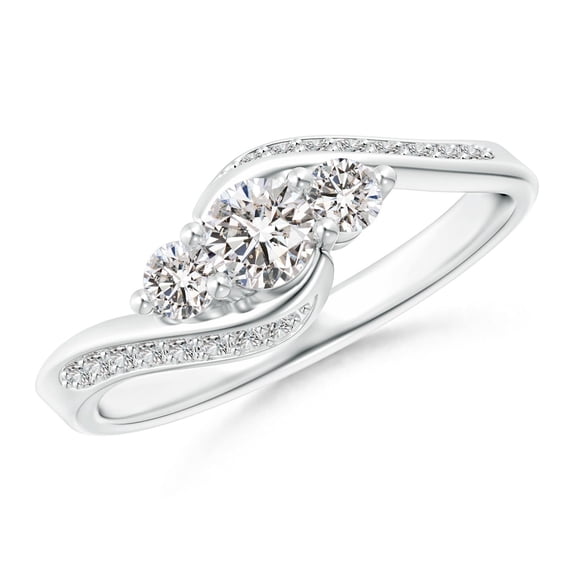 ANGARA Natural Diamond Three Stone Bypass Ring in 14K White Gold for Women (Size-4mm| Color-I-J| Clarity-I1-I2) | April Birthstone, Anniversary, Jewelry Gift for Women | Natural Diamond Ring