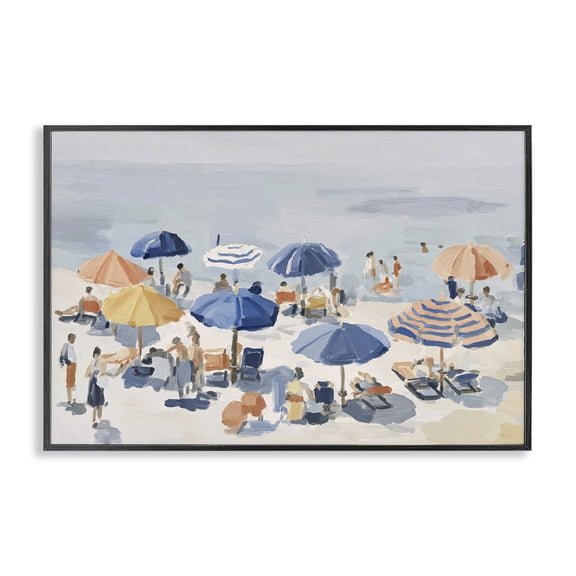 Stupell Industries Summer Fun Beach Crowd Black Framed Giclee Art, design by Jacky Ngan