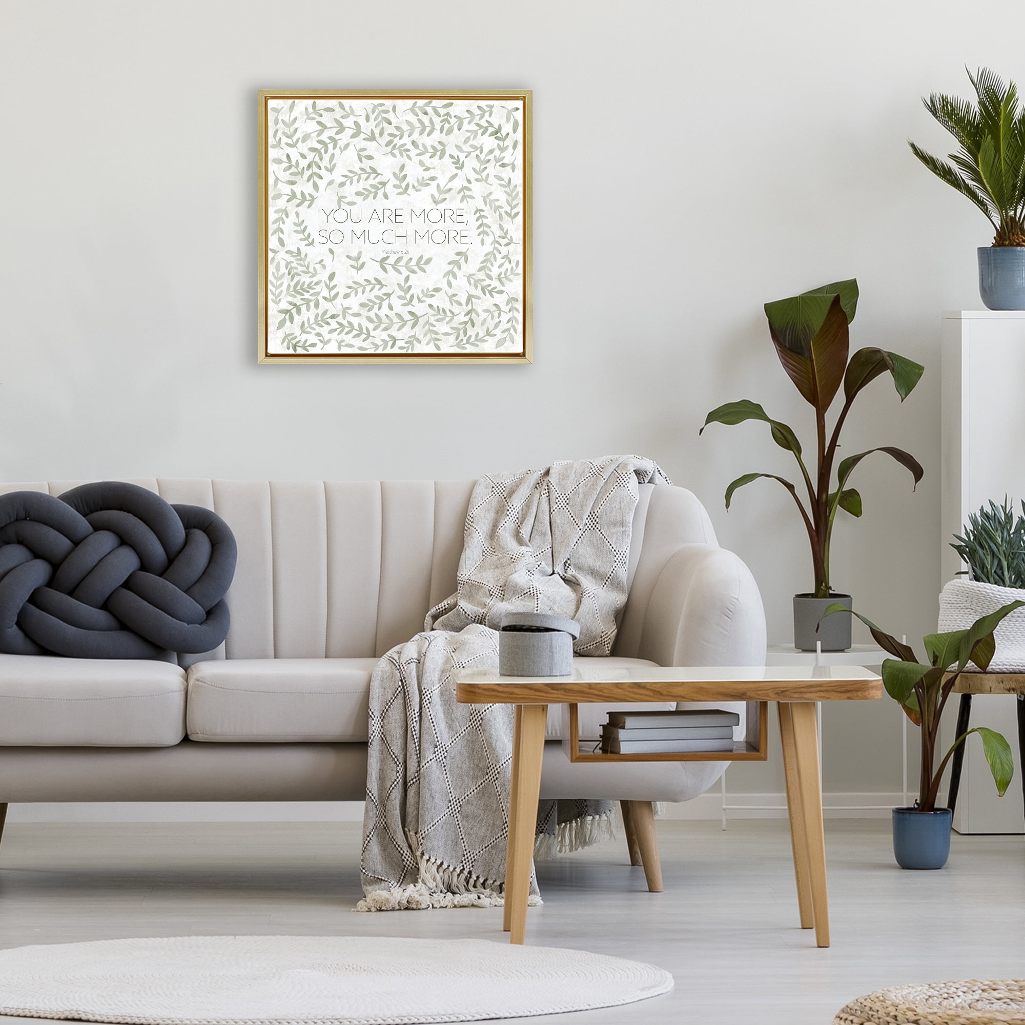 Stupell Industries Curved Ivy Sprigs Proverb Gold Framed Floater Canvas Wall Art, design by SD Graphics Studio