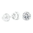 thumbnail image 2 of AFFY Round Cut White Natural Diamond Bezel Set Stud Earrings In 14k White Gold, 2 of 2