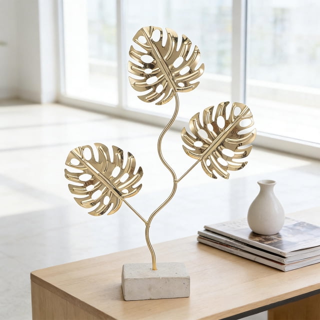 FOMIYES Decorativa De Hojas Doradas En Metal Para Escritorio Y De