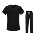 thumbnail image 3 of Conjunto de uniforme de enfermera para hombre y mujer, ropa de trabajo de enfermera transpirable y amigable con la piel, cintura elástica, ropa de Negro, 3 of 8