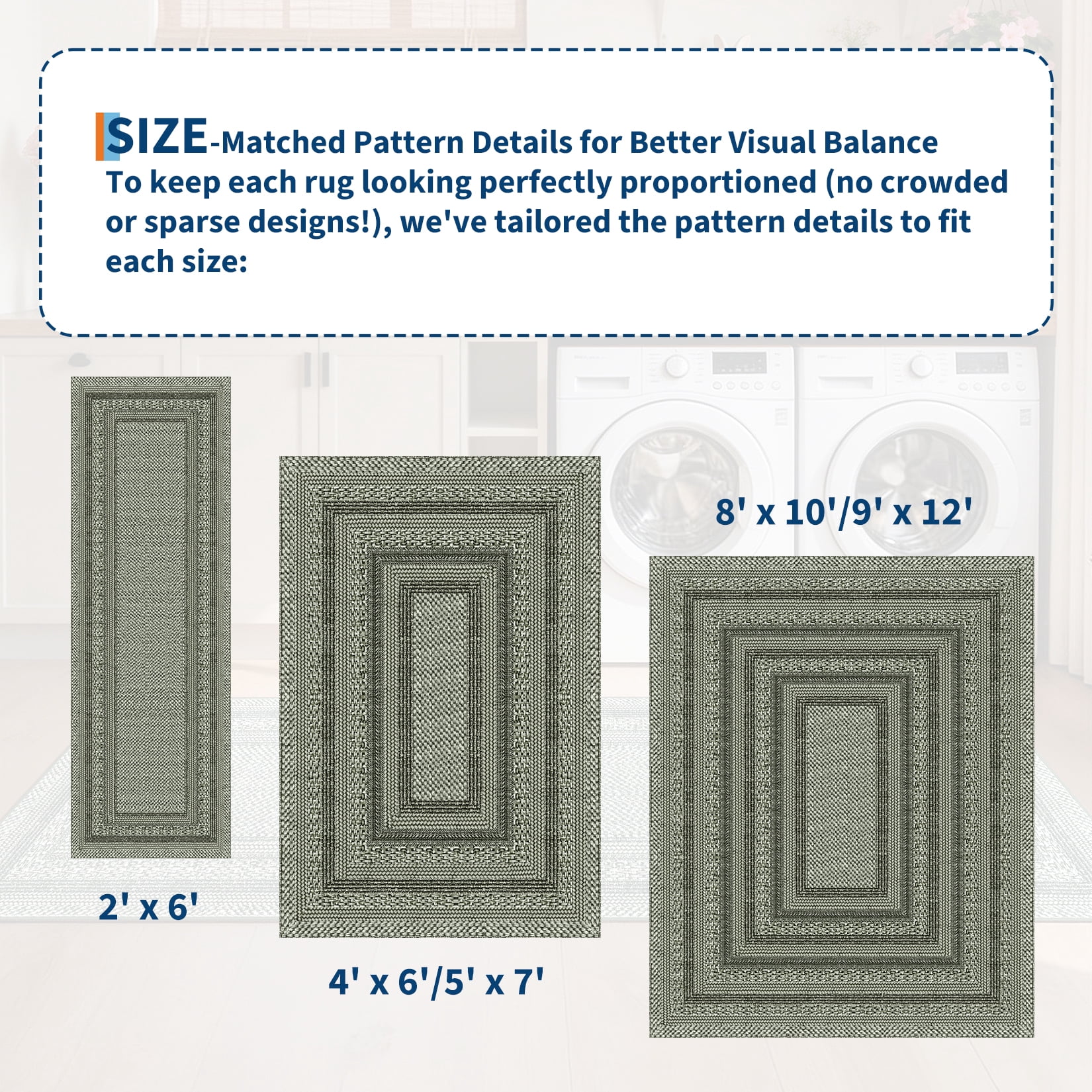 HIWEAVER Green Foldable Area Rug for Living Room 4' x 6' Washable Bordered Digital Printed Geometric Indoor Carpet Decor