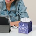 thumbnail image 6 of Psesaysky Tissue Box Cover Holder Square Tissue Cube Cover PU Leather Facial Organizer with Metal Button for Bathroom, Tabletop, Car, Night Stands, Office, Home, Kitchen -Purple Butterfly Mandala, 6 of 7